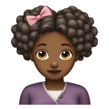 black girl with curly hair and bows on hair sticker