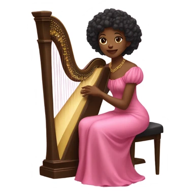 Pretty black woman in a pink dress playing the harp sitting down sticker