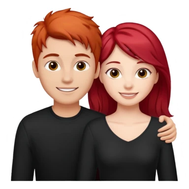 Red haired girl with black hair boy romance sticker