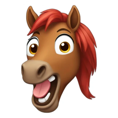 brown horse with red hair laughing sticker