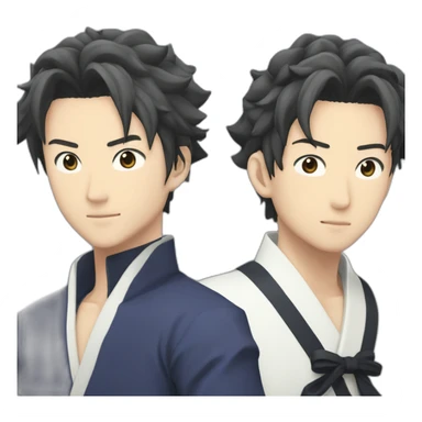 gojo satoru with kamado tanjiro sticker