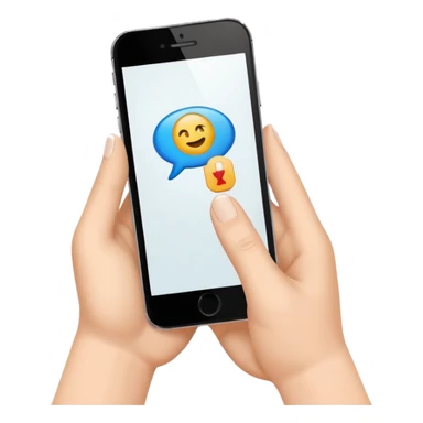 generame un emoji de una mano con un movil y una barra de busqueda encima sticker