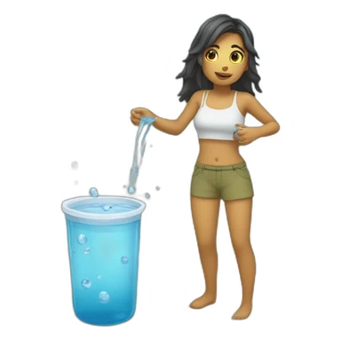 chica tomando agua sticker