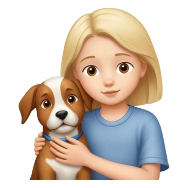 child gently petting a dog or cat, kind and friendly sticker