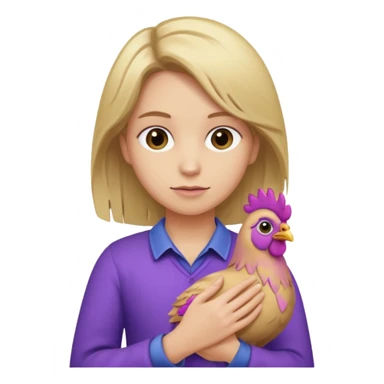 Last with dirty blond hair from Canada holding a purple chicken sticker