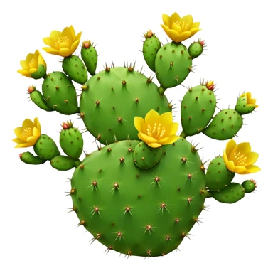 Isolated Prickly pear cactus with flowers sticker