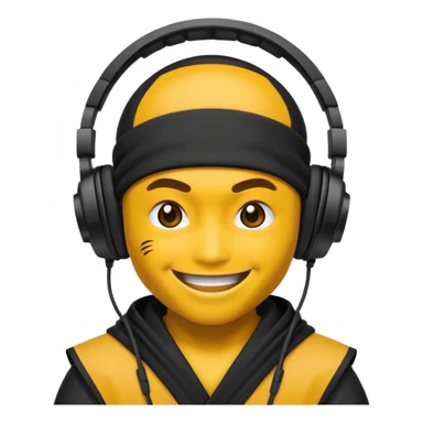 Make a customized    emoji that has dj headphones on and a ninja outfit sticker