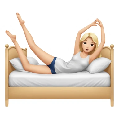 Nude woman, thin blonde, C Cup, lying in bed, legs raised up, ass showing, legs spread sticker