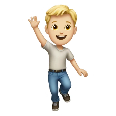 white boy jumping and waving hand sticker