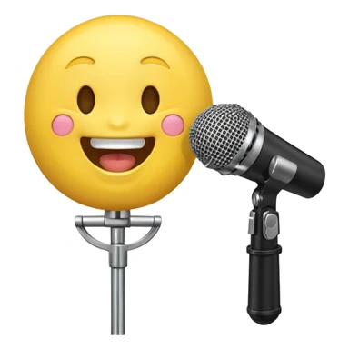 laughing face emoji next to a mic sticker