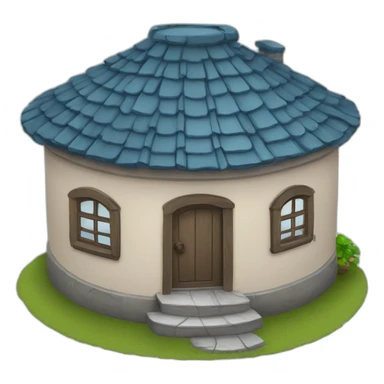 round house with bluw roof sticker
