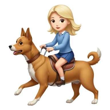 Girl riding a dog  sticker