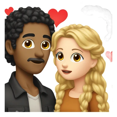 A man with wheat skin and curly black hair kisses a white girl with long black hair sticker