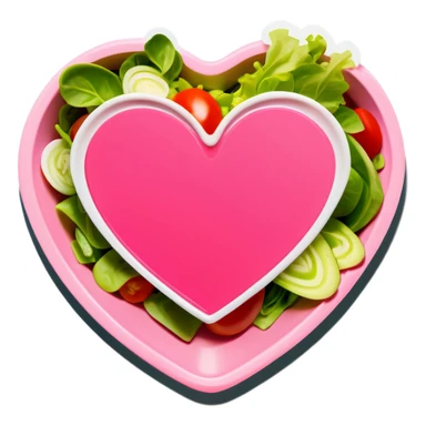 green salad in a pink heart shaped plate   sticker