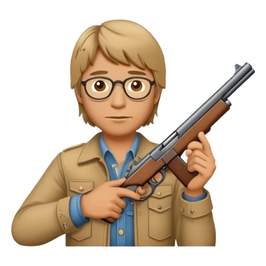 John Denver holding a gun sticker