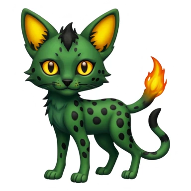 Eldritch green-fiery Dark-deep-blackish-Greenish Zombie-serval, full body sticker