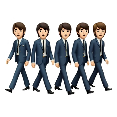 Cinematic Realistic The Beatles Abbey Road Scene Emoji, depicting the legendary band of four crossing the iconic zebra-striped street in their classic outfits, exuding effortless charisma and musical legacy. The scene is bathed in warm, nostalgic lighting with rich textures that capture the essence of 1960s rock history. sticker