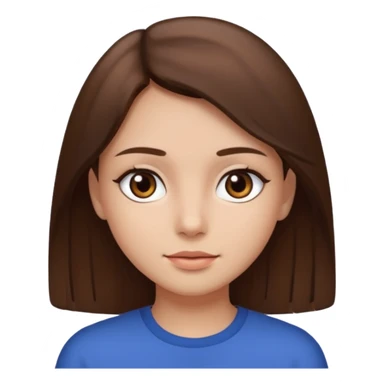 girl with brown hair and dark brown eyes, straight hair  sticker