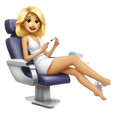Pretty blonde girl getting a pedicure in a nail salon sticker