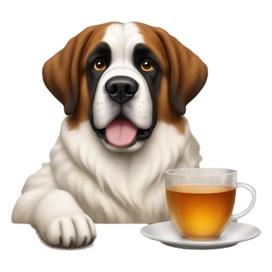 Saint Bernard drinking tea sticker