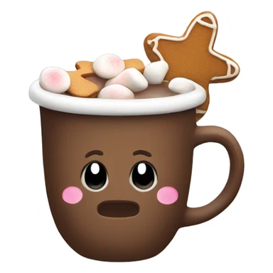 Hot chocolate cup with gingerbread and marshmallows  sticker