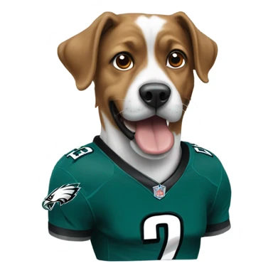 Dog wearing Philadelphia Eagles  sticker