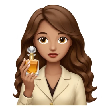 Half body pretty long hair woman holding parfume sticker