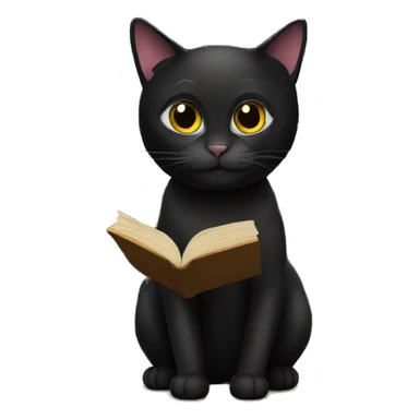 black cat with books sticker