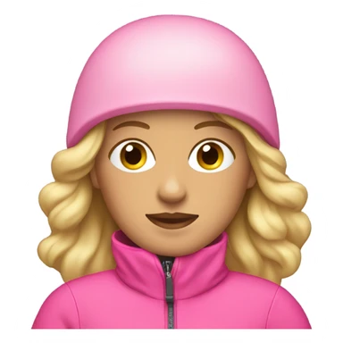 Blonde woman wearing pink ski suit sticker