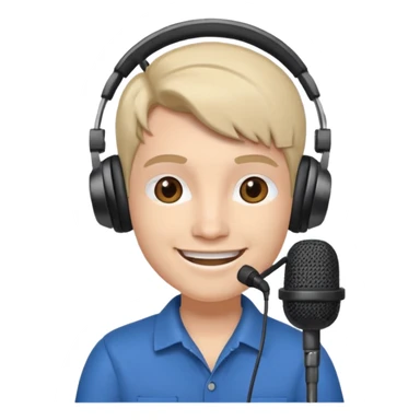 radyocu , podcast sunuyor, önünde microfon sticker