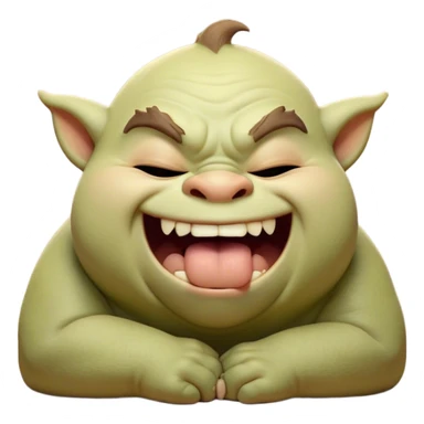 Cinematic Cute Yawning Ogre Portrait Emoji, with a surprisingly cuddly, rotund figure in soft earthy greens and browns, head tilted back in a big, gentle yawn exposing a set of comically oversized teeth, simplified yet irresistibly adorable, highly detailed with a soft glowing outline that captures the sleepy charm of a friendly ogre after a long day of gentle mischief! sticker