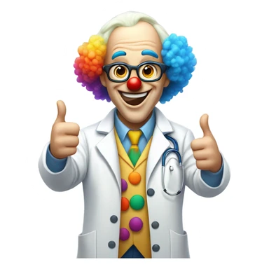 Funny doctor clown thumbs up sticker