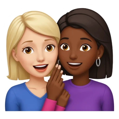 Devious cheerful white woman whispers in surprised embarrassed black woman's ear. sticker