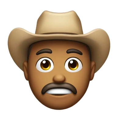 Sultry cowboy emoji circle face with squiggly mouth sticker