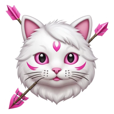 Emoji cat head white emoji with pink bow and arrow sticker