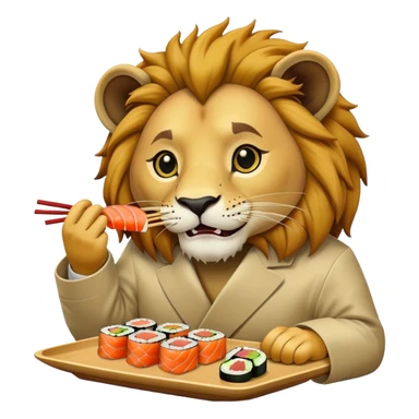 Lion eating sushi  sticker