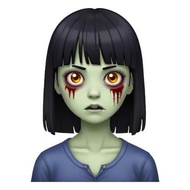 Garota zumbi com cabelos pretos lisos com franja (tipo esse emoji 🧟‍♀️)  sticker