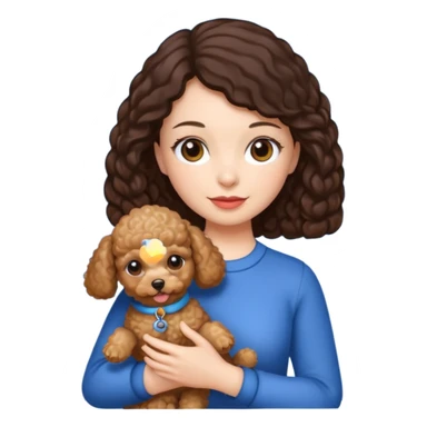 Brunette holding a toy poodle  sticker