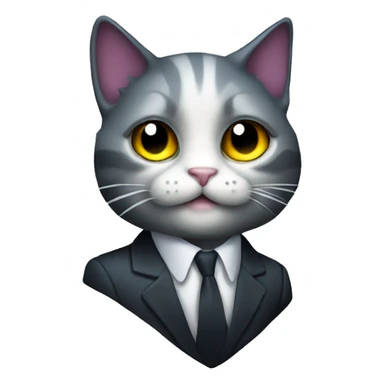 Cat wearing Dark iridescent business suit glowing sticker