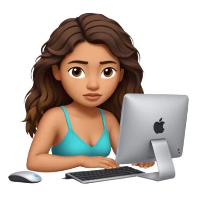 disney moana working with pc very tired sticker