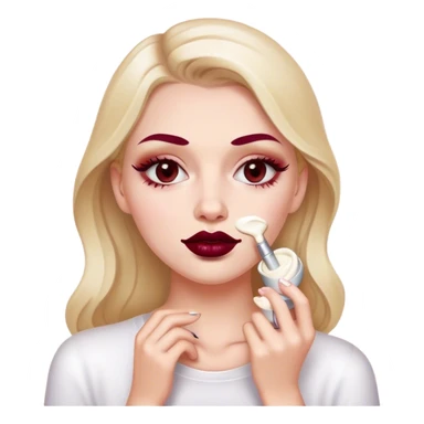 white girl applying cream on face Burgundy sticker