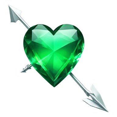 heart pierced emerald green with an arrow, glass effect sticker