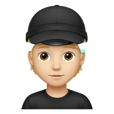 Ragazzo biondo con cappello nero con visiera sticker