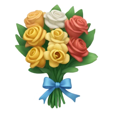 bouquet of flowers tied with a bow sticker