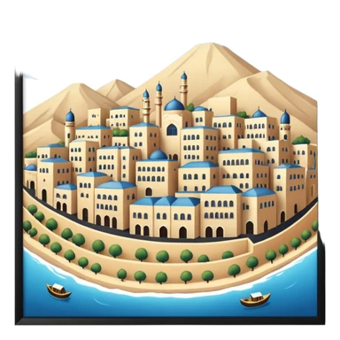 little city and many, small, ordinary, simple, home, Iranian-style, 1980  sticker