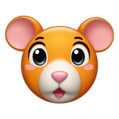 Mouse head iphone 16 emoji and human baby head iphone 16 emoji inside orange heart iphone 16 emoji sticker