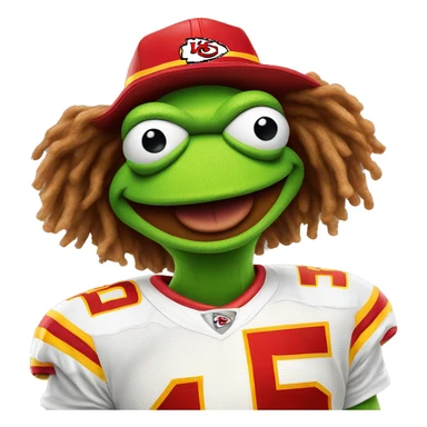 Kermit the frog in Kansas chiefs jersey sticker