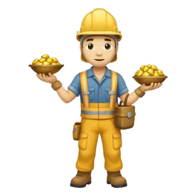 full body reptilian gold mining worker carrying a gold nugget sticker
