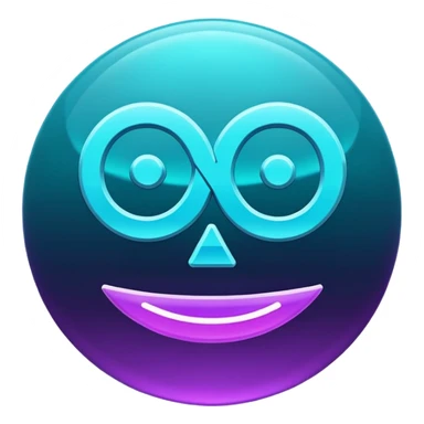 futuristic minimalistic emoji icon, letters "G" formed by three glowing digital lines representing Storm, Atom and NoizeGames, neon purple (#8B5CF6) and cyan (#00E0FF) on dark background, modern tech style, 1:1 aspect ratio sticker