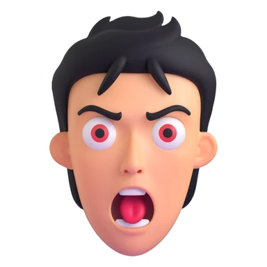 shocked face with exaggerated expression, 'what the freak' reaction sticker